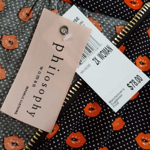 NWT Philosophy Polka Dot Lip Blouse Size 2X - Picture 8 of 8